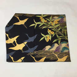 ●完成品●優雅な鶴の両面袱紗●TrendTex fabrics社＆Robertkaufman　ブラック 3枚目の画像