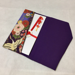 ◆再再...販◆受注製作◆めでたい富士と鶴の袱紗◆紫系 2枚目の画像
