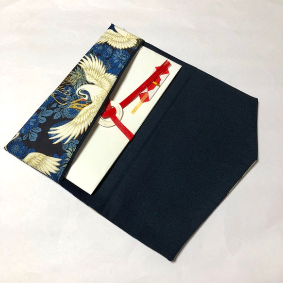 ◆新作◆鶴のお祝い袱紗◆ブルー  ハードタイプ 2枚目の画像