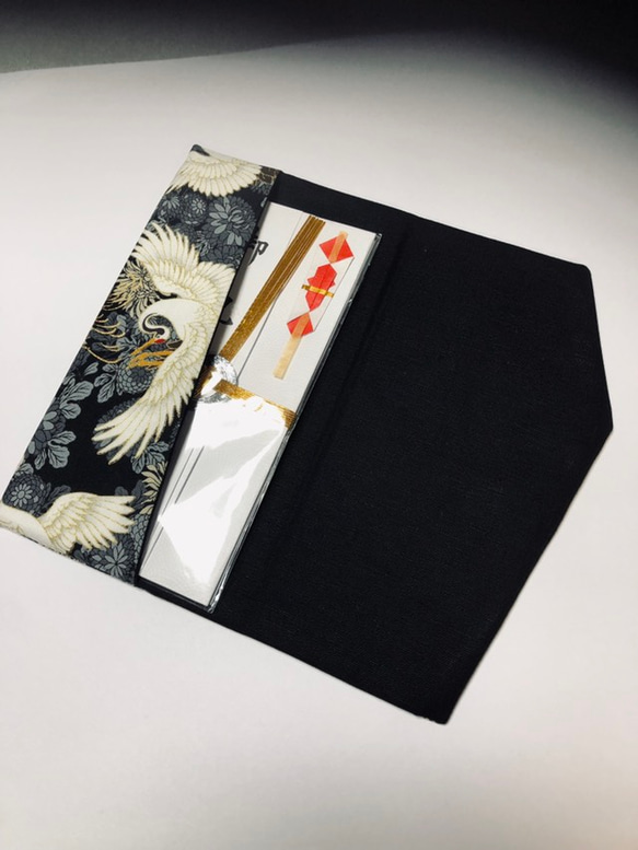 ◆新色◆鶴のお祝い袱紗◆ブラックセミハード 2枚目の画像
