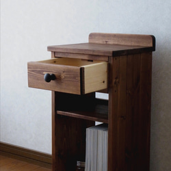 ◻︎#75.スリム 1drawer+shelf side table (d.wt/tkbr) 3枚目の画像