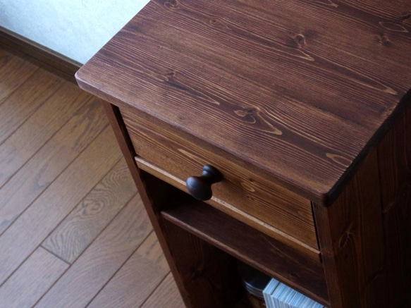 ◻︎#75.スリム 1drawer+shelf side table (d.wt/tkbr) 5枚目の画像