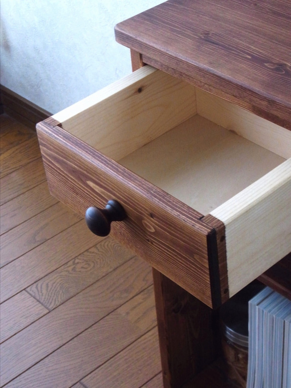 ◻︎#75.スリム 1drawer+shelf side table (d.wt/tkbr) 6枚目の画像