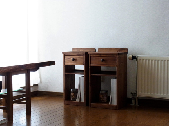 ◻︎#75.スリム 1drawer+shelf side table (d.wt/tkbr) 10枚目の画像