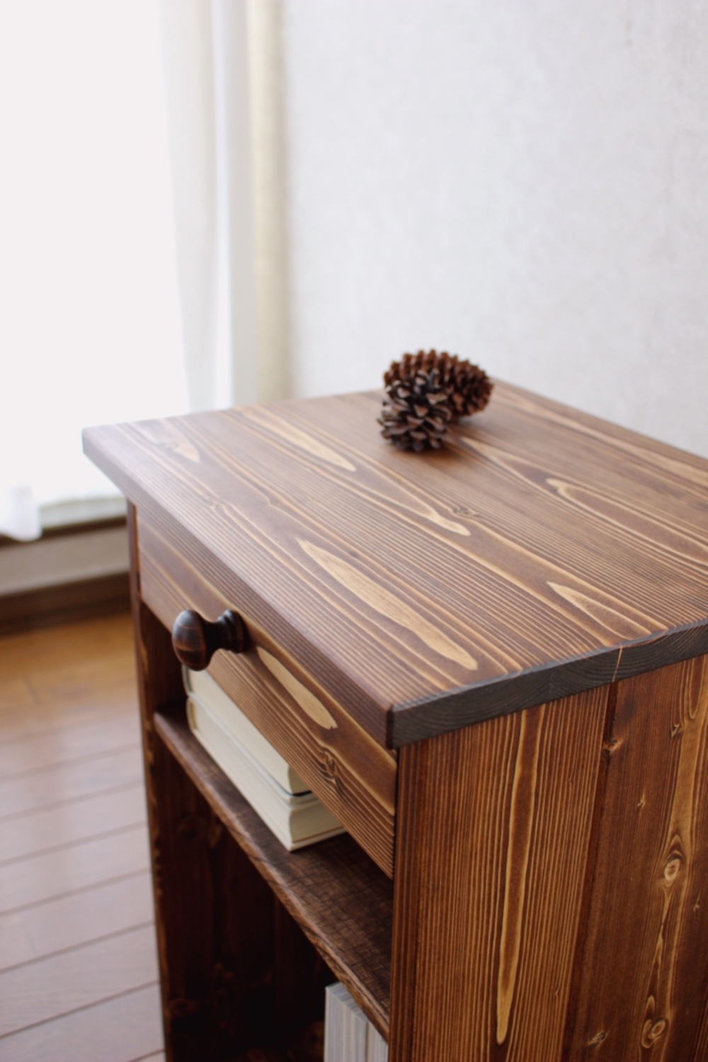 ✴︎☆新色☆✴︎ #82.1drawer+shelf side/night table (チーク色)