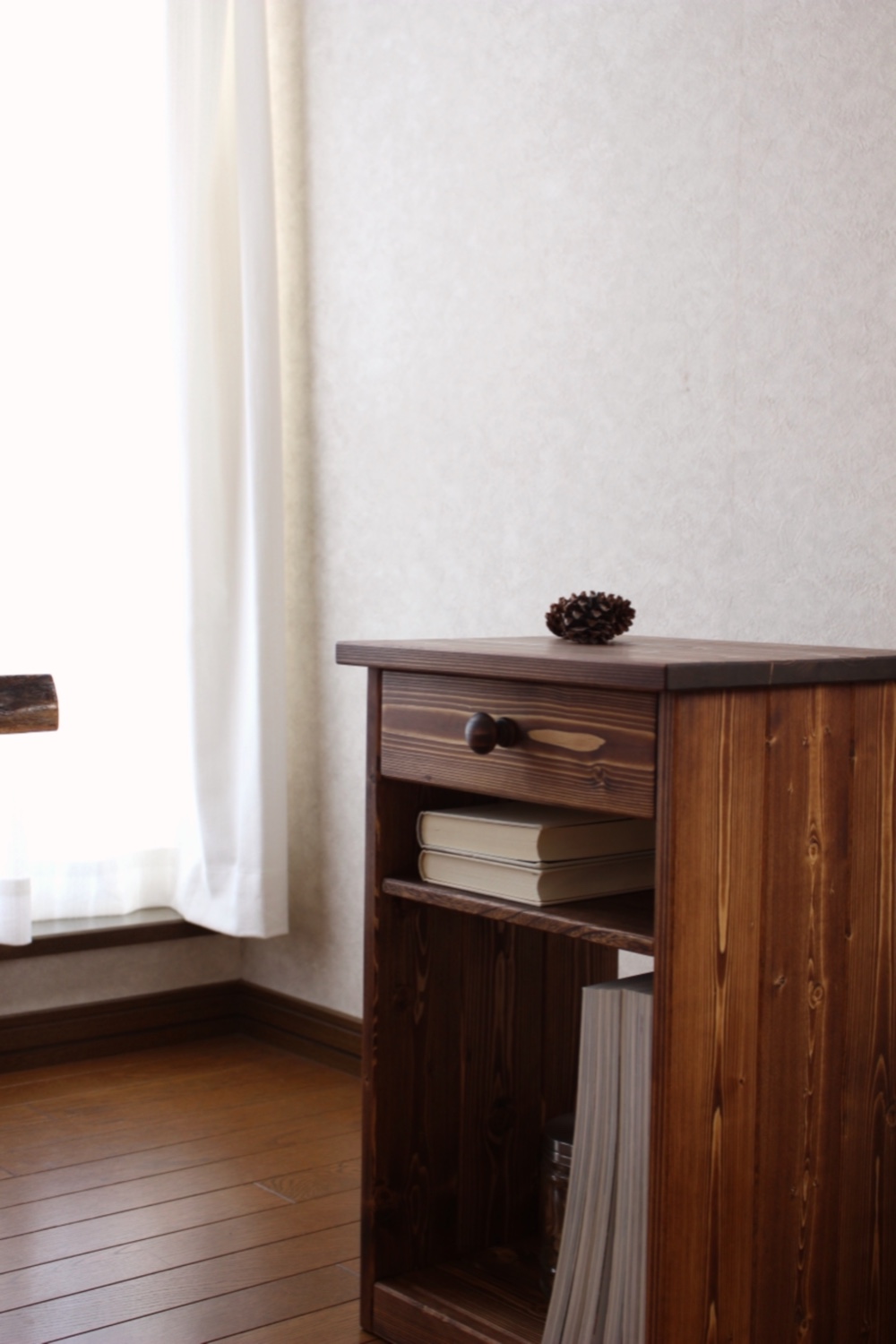 ✴︎☆新色☆✴︎ #82.1drawer+shelf side/night table (チーク色)