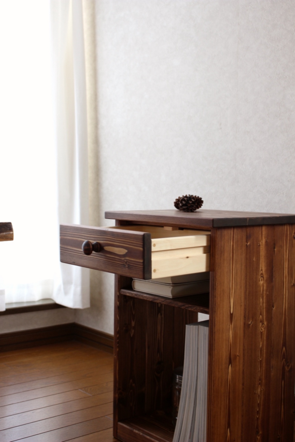 ✴︎☆新色☆✴︎ #82.1drawer+shelf side/night table (チーク色)