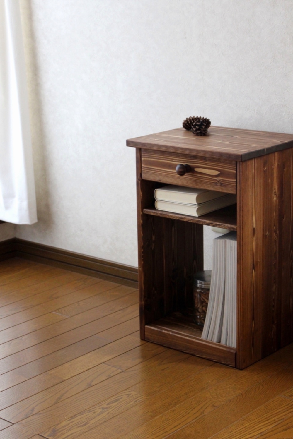 ✴︎☆新色☆✴︎ #82.1drawer+shelf side/night table (チーク色)