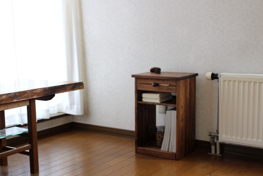 ✴︎☆新色☆✴︎ #82.1drawer+shelf side/night table (チーク色)