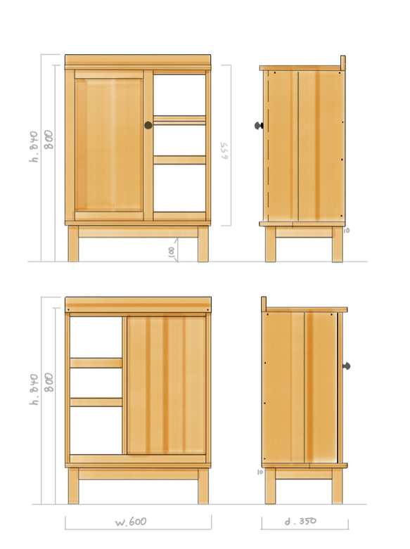 ※aco様ご予約品＊ ◻︎#.order…w600/d350/h800 4つ脚 (d.wt) 1枚目の画像