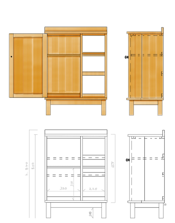 ※aco様ご予約品＊ ◻︎#.order…w600/d350/h800 4つ脚 (d.wt) 2枚目の画像