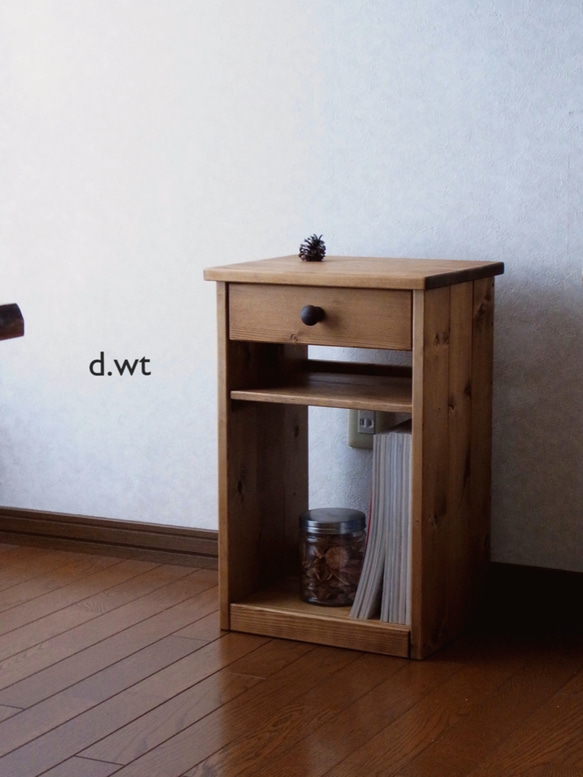 ☆新作☆ #82.1drawer+shelf side/night table (d.wt) 1枚目の画像