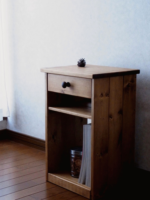 ☆新作☆ #82.1drawer+shelf side/night table (d.wt) 2枚目の画像