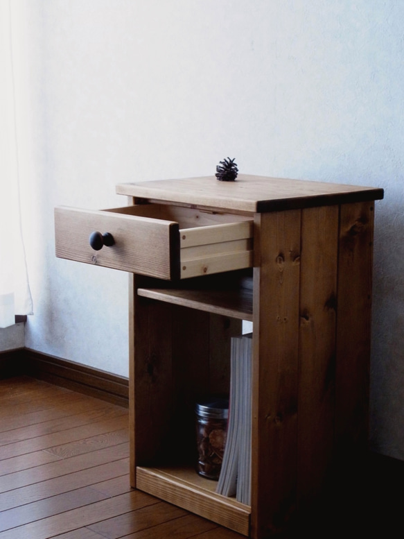 ☆新作☆ #82.1drawer+shelf side/night table (d.wt) 3枚目の画像