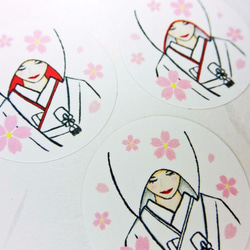 【プチギフトシール】春の花嫁　桜に包まれる白無垢 　ラッピングにも　直径3cm全3種48枚 2枚目の画像