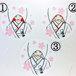 【プチギフトシール】春の花嫁　桜に包まれる白無垢 　ラッピングにも　直径3cm全3種48枚 4枚目の画像