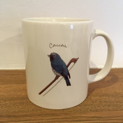 音楽シリーズ♪ 幸せの青い鳥(オオルリ)  マグカップ「coucou」 3枚目の画像