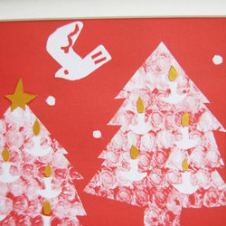 クリスマスの森　A4手製＋複製　額入り 2枚目の画像