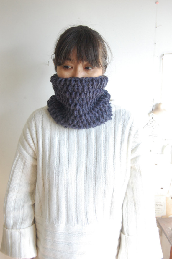 残り2）ユニセックス・アルパカ混ぽこぽこ、大人かわいい変わり玉編み