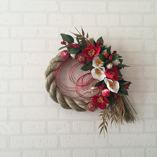 椿と千両のお正月飾り しめ縄・しめ飾り KASHIWARA 通販 3157619