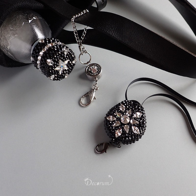 Black Happy Star（片面）ネックストラップ 　IDホルダー