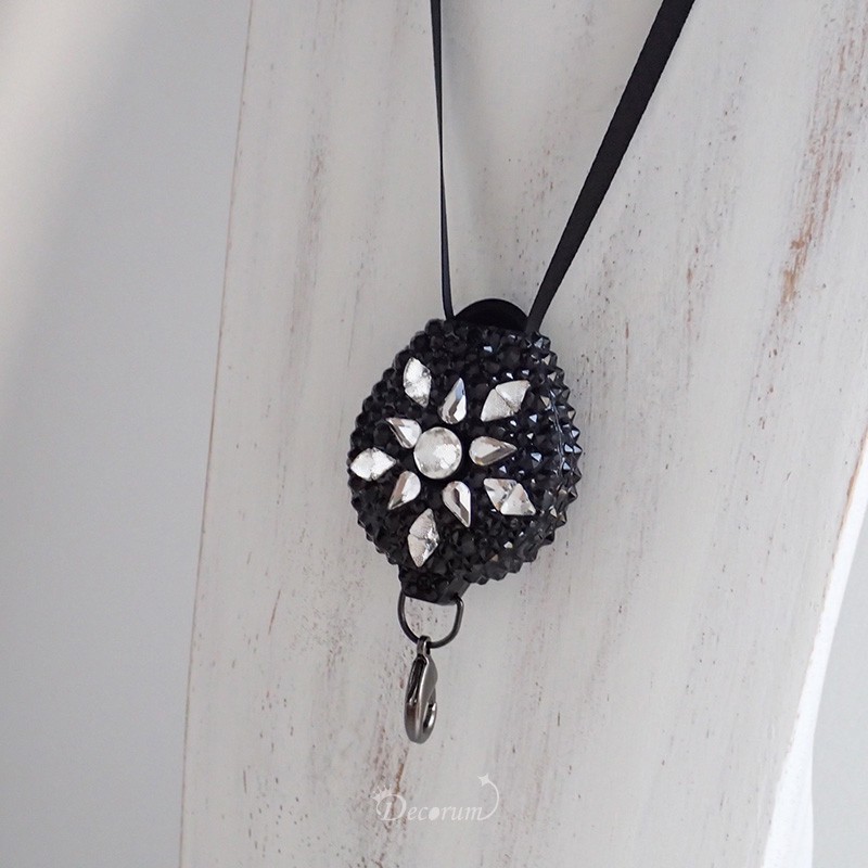 Black Happy Star（片面）ネックストラップ 　IDホルダー