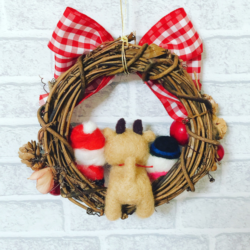 羊毛フェルト トイプードル クリスマスリース momonga0401様専用 羊毛