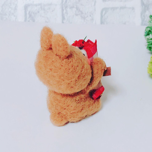 母の日カーネーションとうさぎさん 羊毛フェルト 羊毛フェルト