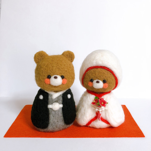 和装ウェディングくまちゃん 羊毛フェルト 羊毛フェルト koyorino 通販