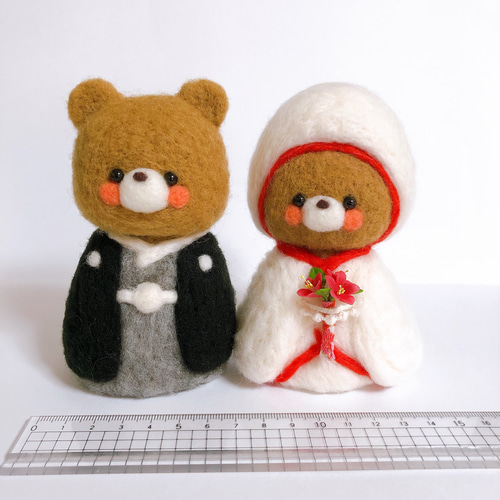 和装ウェディングくまちゃん 羊毛フェルト 羊毛フェルト 和装ウェディングくまちゃん 羊毛フェルト 羊毛フェルト