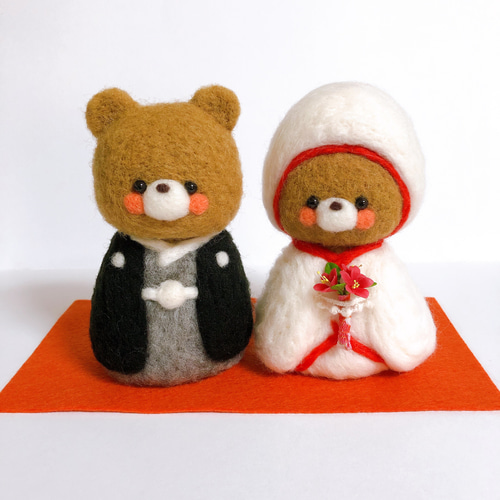 和装ウェディングくまちゃん 羊毛フェルト 羊毛フェルト koyorino 通販