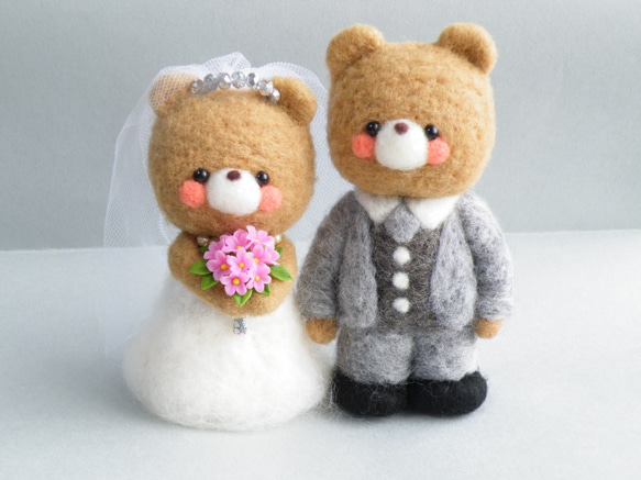 ✿羊毛フェルト✿くまさんとうさぎさんのHappy Wedding♡✿ハート