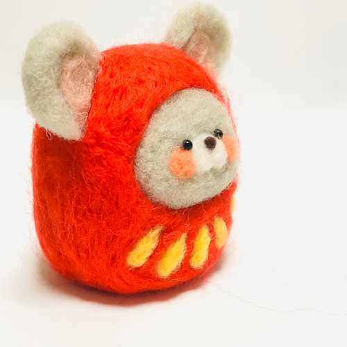 干支飾り ねずみのだるまちゃんと米俵と鏡餅 羊毛フェルト 羊毛