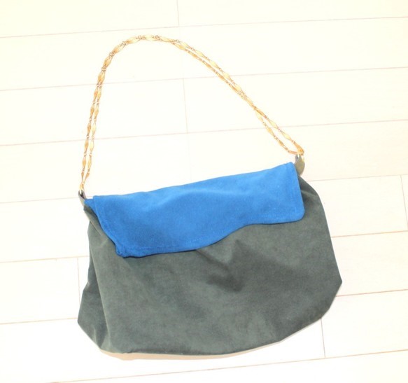 3way Leather Bag -blue & green- 3枚目の画像