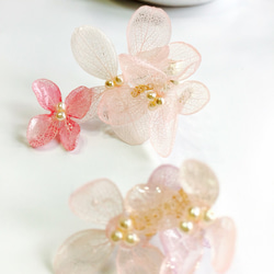 【creema限定】紫陽花のピアス【ピンク】紫陽花の花たっぷり① 再販92 2枚目の画像