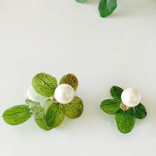紫陽花のピアス 【グリーングラデーション】 ピアス（その他） KURIBOU 