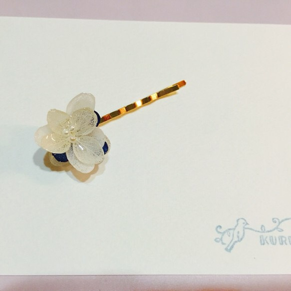 flower hair pin 花意象髮夾 〜blue&white〜 第2張的照片