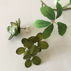 ⭐︎⭐︎ 【秋冬新品】繡球花耳環～苔蘚綠～ 第2張的照片