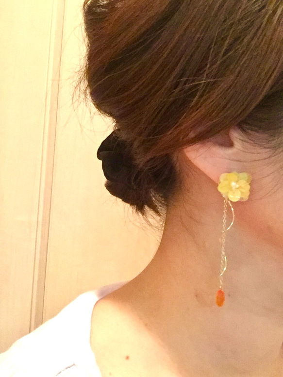 秋季新品：桂花色耳環 第5張的照片