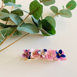 紫陽花のバレッタ  〜ラベンダーとピンク〜 2枚目の画像