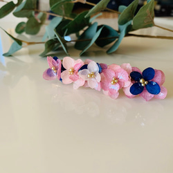 紫陽花のバレッタ  〜ラベンダーとピンク〜 3枚目の画像