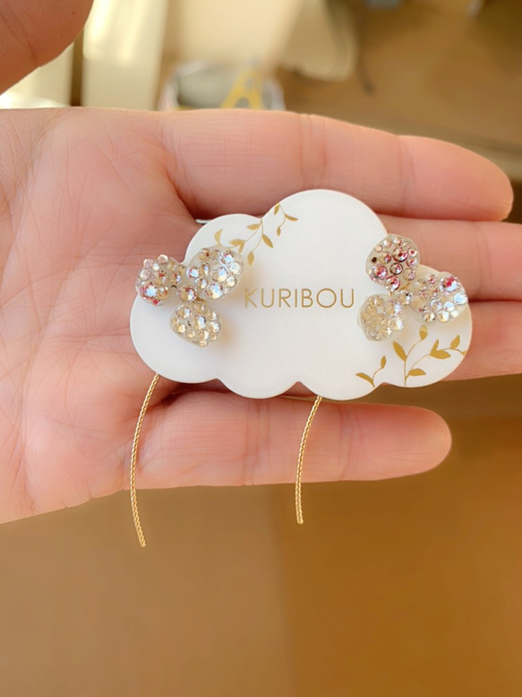 施華洛世奇和保留的繡球花耳環 第2張的照片