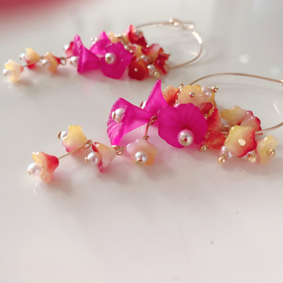 【Creema限量提前折扣價】花束耳環~fusha粉紅色〜 第3張的照片