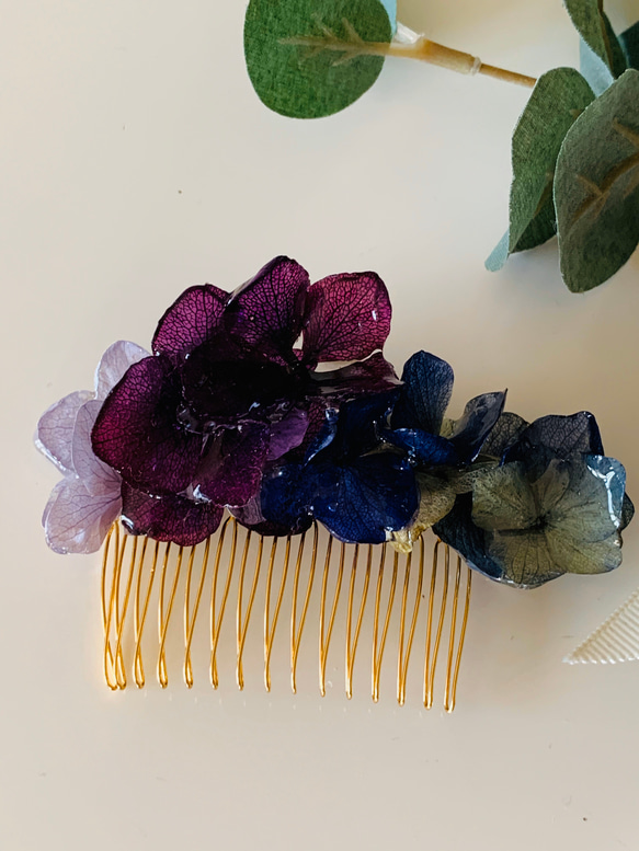 紫陽花のヘアコーム【限定1個】 2枚目の画像