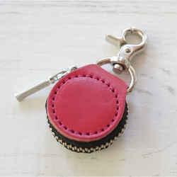 丸（黒）×カブセ（ビビットピンク） ★コインケース★電子マネーも入ります★（牛革製）全50色 2枚目の画像