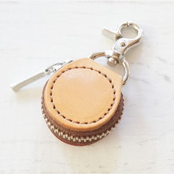 丸（ナチュラル）×かぶせ（ナチュラル）★コインケース★電子マネーも入ります★（牛革製）全50色 2枚目の画像