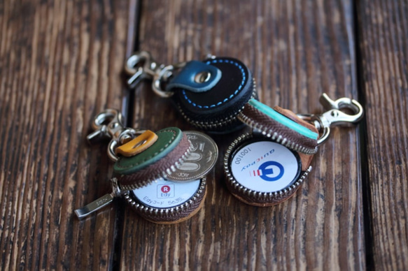 丸（ナチュラル）×かぶせ（ナチュラル）★コインケース★電子マネーも入ります★（牛革製）全50色 3枚目の画像