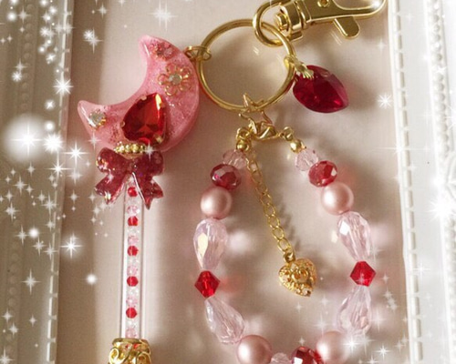 ♡再販♡のいちごの魔法ステッキのバッグチャーム バッグ