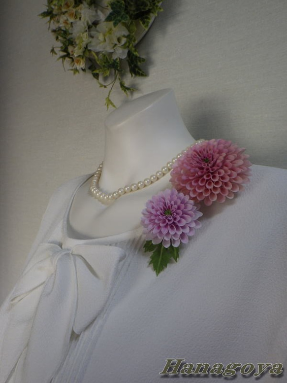 「再販」組み合わせ色々～ミニポンポン菊のコサージュ＆髪飾り(ピンク) 6枚目の画像