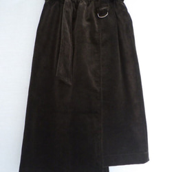 コーデュロイ縦横切り替えDカンベルト付きスカート（11号サイズ）ダークブラウン 2枚目の画像